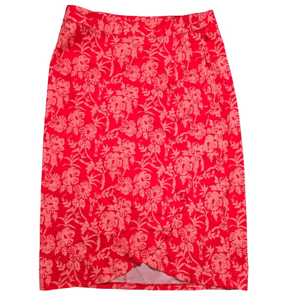 RipSkirt XL Hawaii Red Pink Floral Wrap Skirt Quick Dry Coverup Adjustable Waist